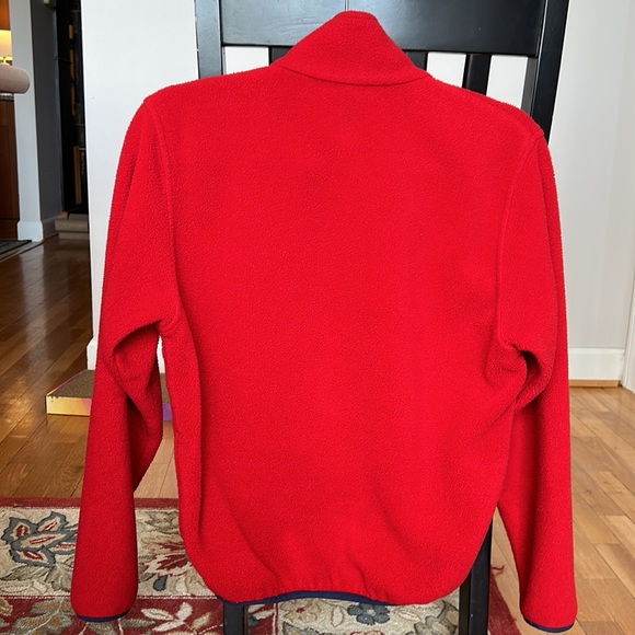 CLASSIC LL BEAN red full zip Polartec fleece jacket. Dark blue trim. Size S. - Picture 4 of 14